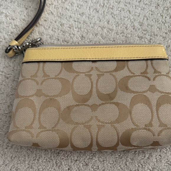 Coach Signature Tan and Yellow Wristlet - Picture 2 of 5